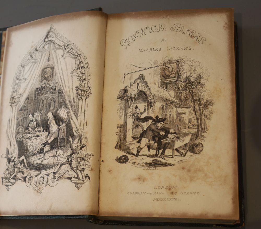 Dickens, Charles - The Posthumous Papers of the Pickwick Club, 1st edition. 8vo, gilt tooled half morocco, 43 illustrations by Phiz and